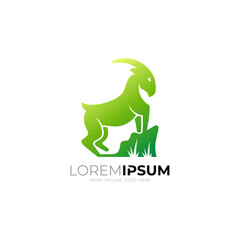 icon of a mountain goat climbing a cliff, green color