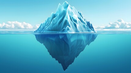Obraz premium Illustration of a 3D iceberg half above and half below water in format AI generated illustration