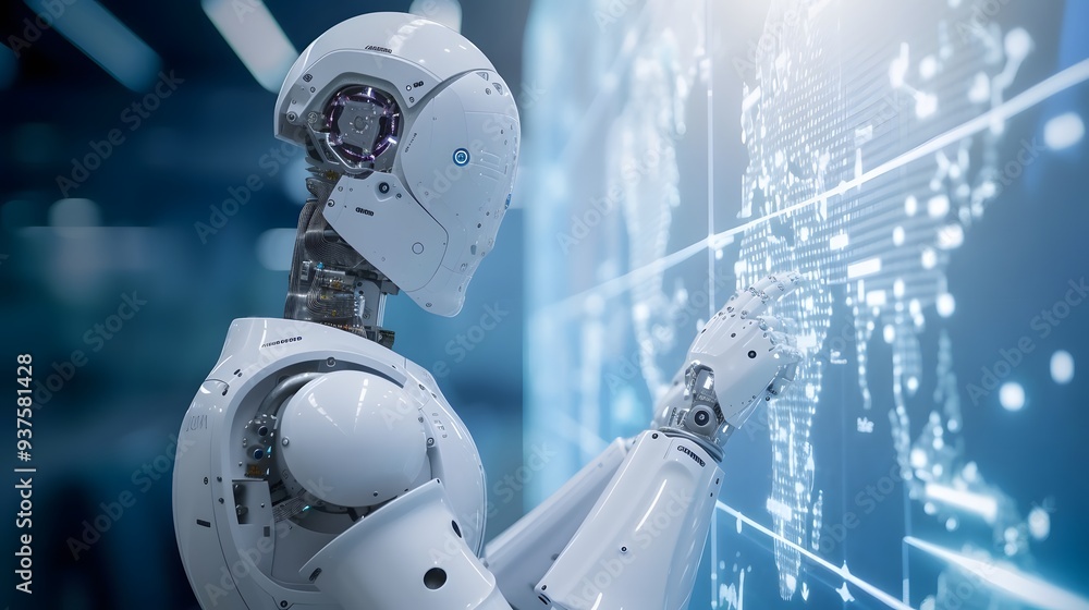 Poster innovative use of ai technology enabling a robotic data analyst ai generated illustration