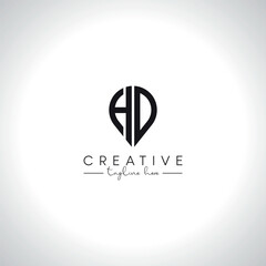Abstract Modern Location Logo Design. Initial Letter HD DH Logo Vector Symbol.