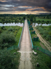 Fototapeta premium The longest wooden bridge in Poland is located in Gostomia, Masovian, Poland.