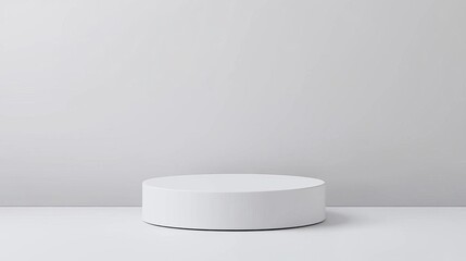 White 3D pedestal with smooth textures and neutral colors, minimalist stage, modern focus