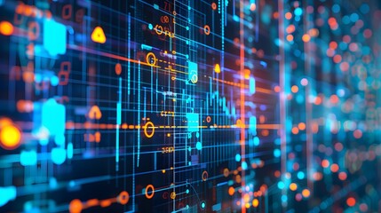 Obraz premium Intricate representation of data management systems with KPI and metrics managed by an analyst AI generated illustration