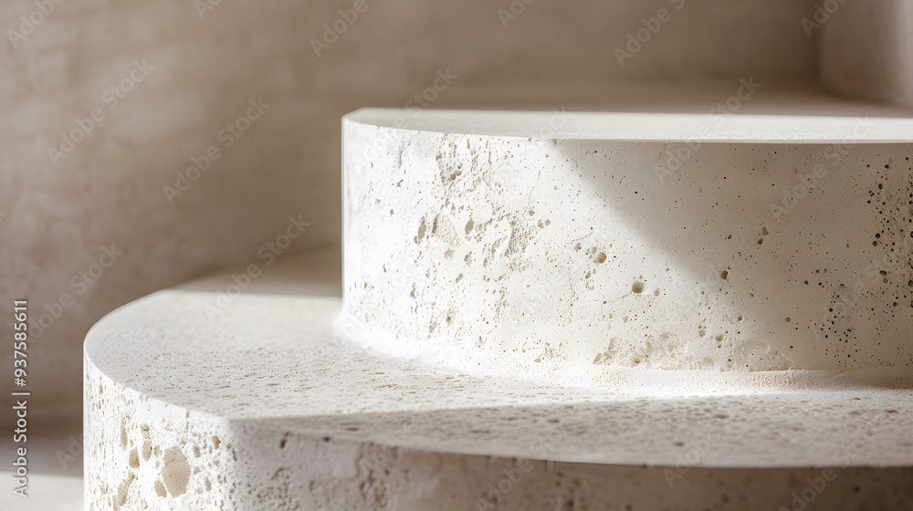 Aufkleber intriguing macro view of a simplistic podium made from gypsum ai generated illustration