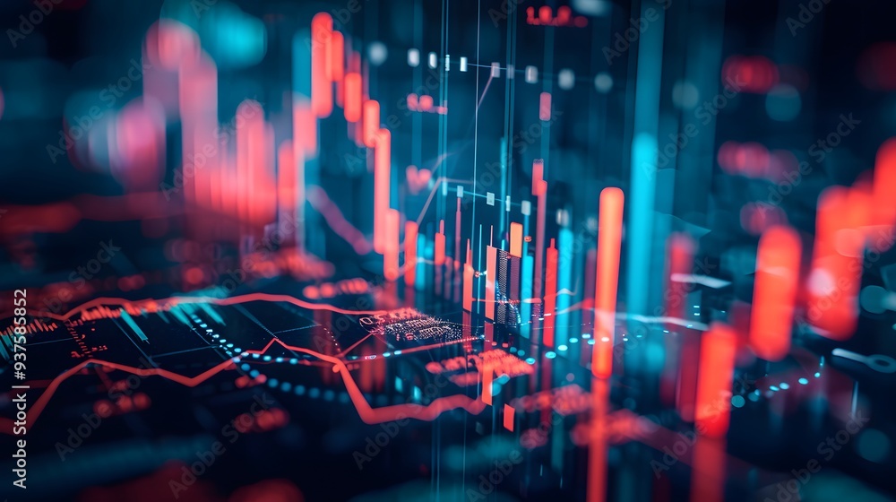 Poster isolated image of stock market charts in a minimalist setting ai generated illustration