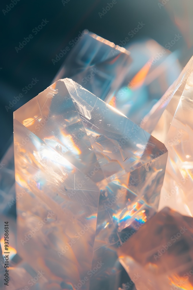 Poster light reflection on a crystal object to form an abstract minimalist background ai generated illustra