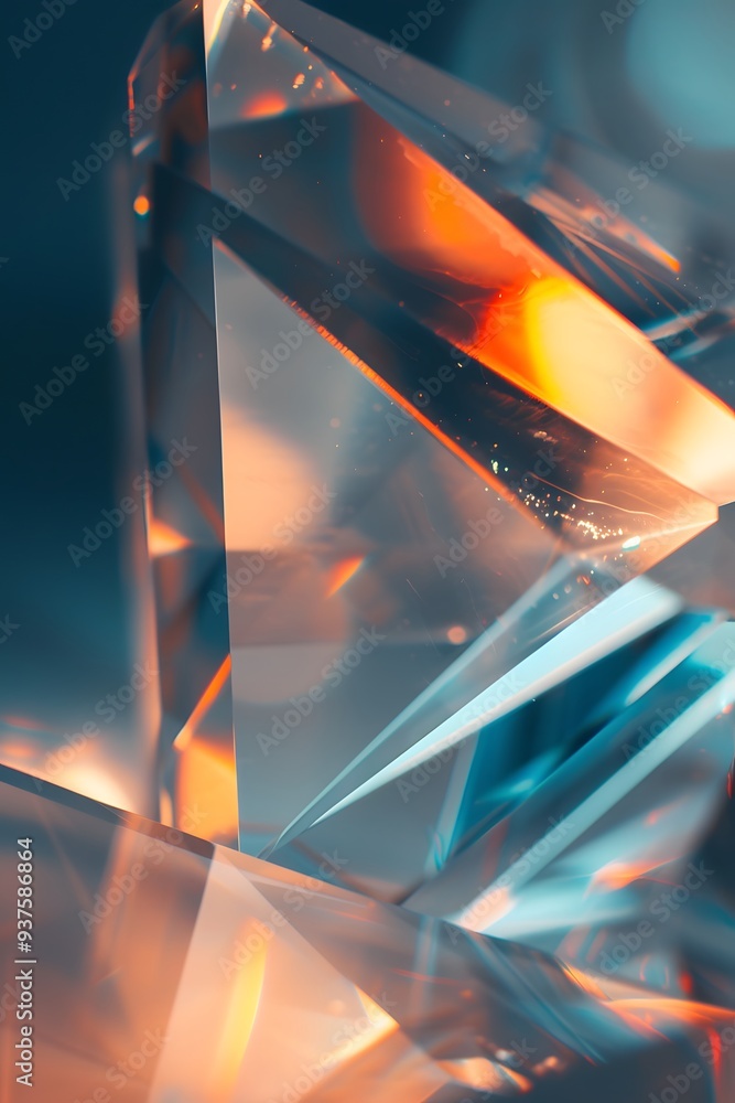Poster light reflection on a crystal object to form an abstract minimalist background ai generated illustra
