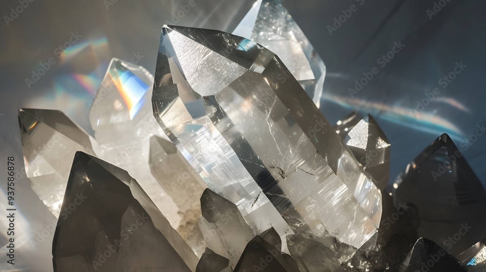 Poster light reflection on a crystal object to form an abstract minimalist background ai generated illustra