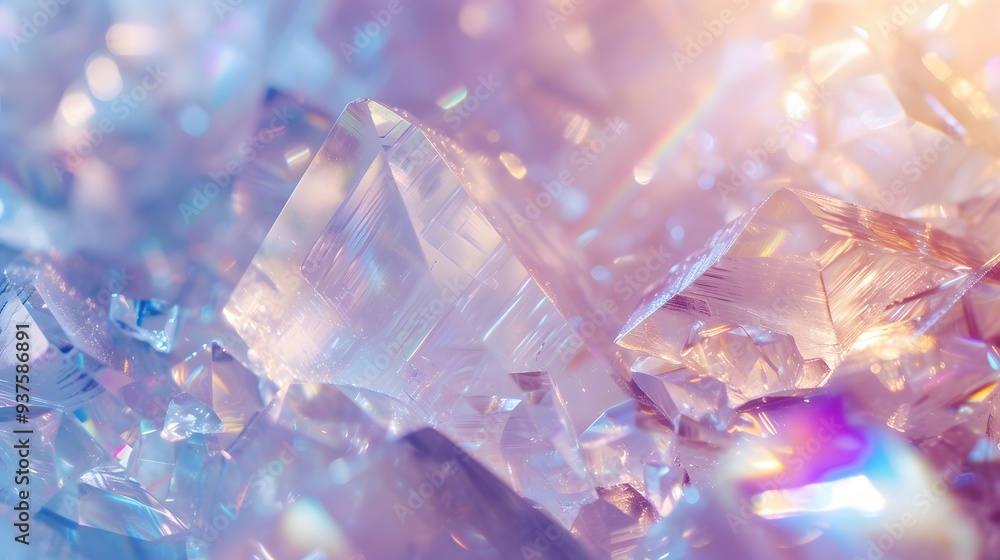 Poster light reflection on a crystal object to form an abstract minimalist background ai generated illustra