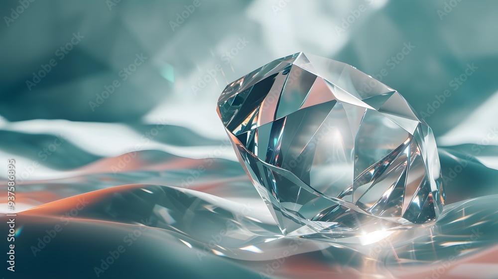 Poster light reflection on a crystal object to form an abstract minimalist background ai generated illustra