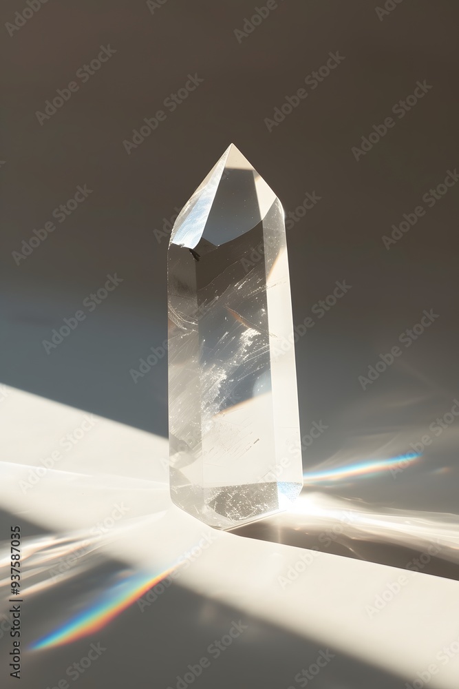 Poster light reflection on a crystal object to form an abstract minimalist background ai generated illustra