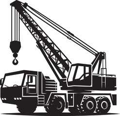 Crane heavy construction equipment silhouette vector illustration isolated on a white background