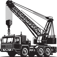 Crane heavy construction equipment silhouette vector illustration isolated on a white background