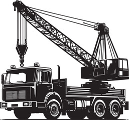 Crane heavy construction equipment silhouette vector illustration isolated on a white background