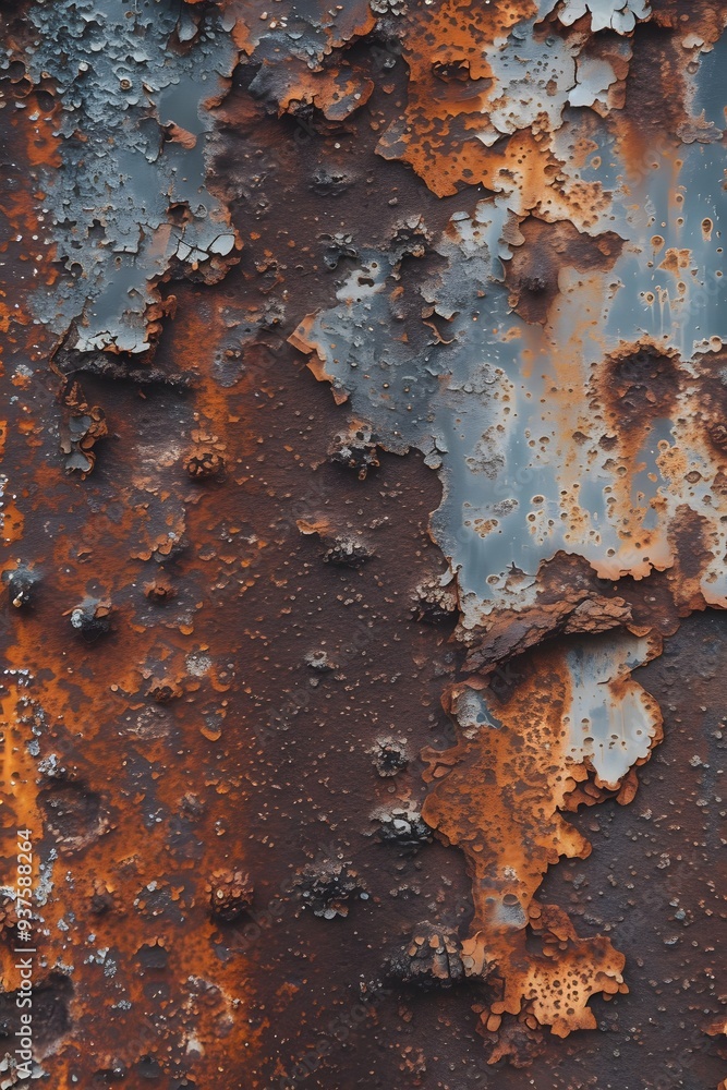 Poster macro close up of rusting metal texture for a minimalistic abstract background ai generated illustra