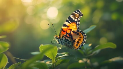 Obraz premium Macro cinematic perspective of a butterflys day in the backyard AI generated illustration