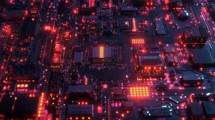 Abstract Glowing Circuit Board.