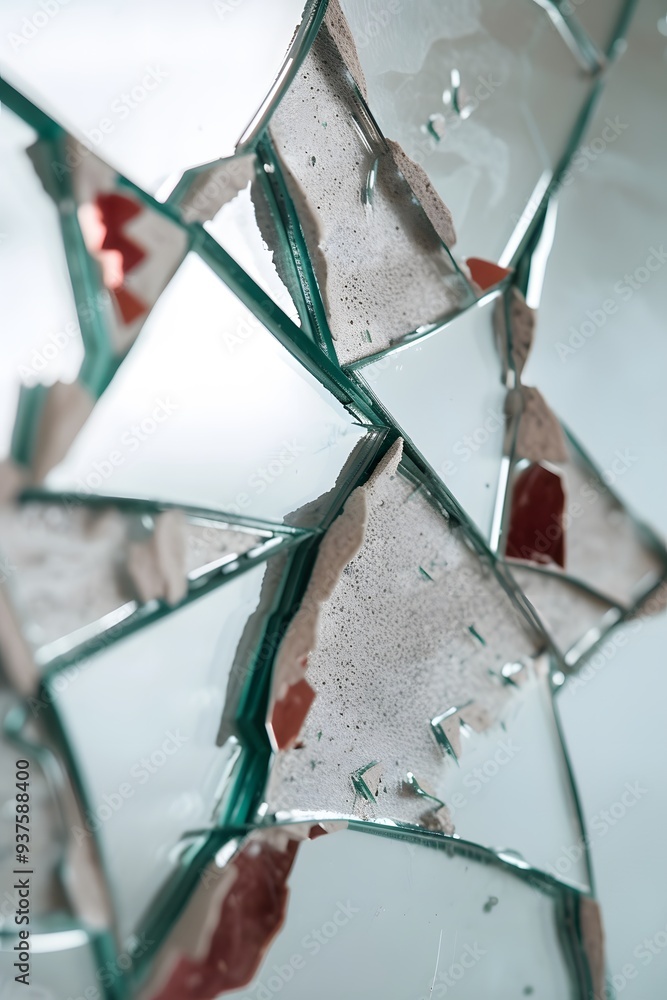 Poster macro close-up of a fragmented mirror in a minimalistic setting ai generated illustration