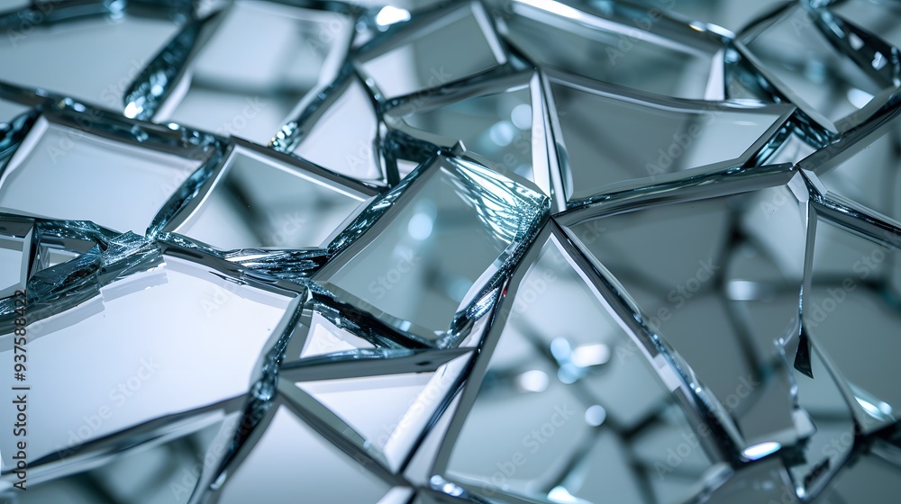 Poster macro close-up of a fragmented mirror in a minimalistic setting ai generated illustration