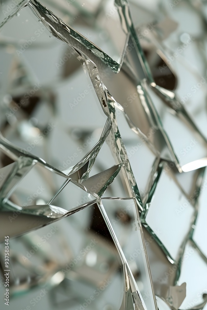 Poster macro close-up of a fragmented mirror in a minimalistic setting ai generated illustration
