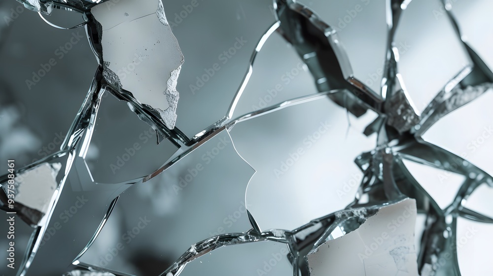 Poster macro close-up of a fragmented mirror in a minimalistic setting ai generated illustration