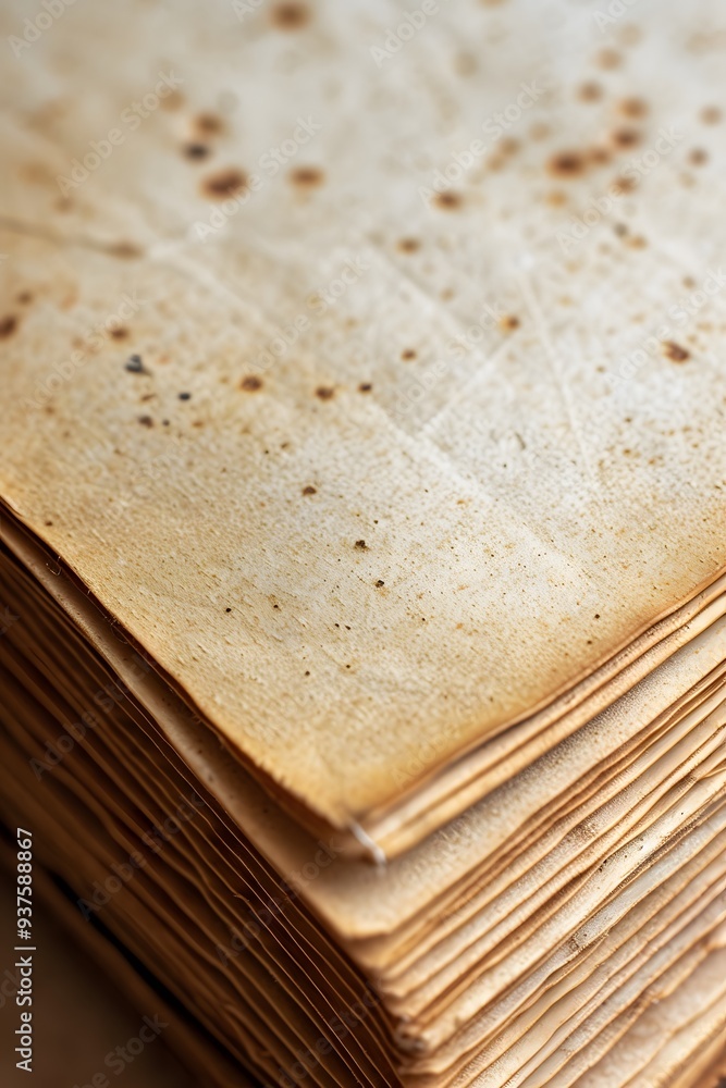 Poster macro focus on the texture of an old books page for a minimalistic abstract background ai generated 