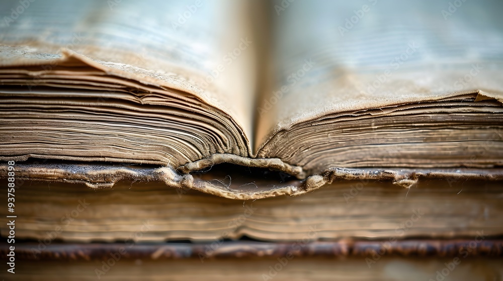 Aufkleber macro focus on the texture of an old books page for a minimalistic abstract background ai generated 