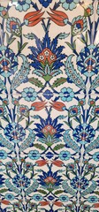 Turkish ceramics with tulip motifs in blue, red, white and green