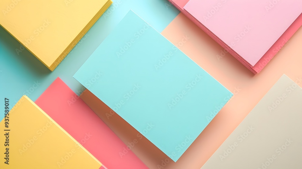 Poster macro image of a pastel-coloured business card in a minimalist setting ai generated illustration