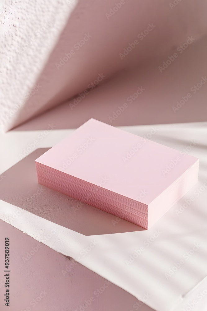 Poster macro image of a pastel-coloured business card in a minimalist setting ai generated illustration