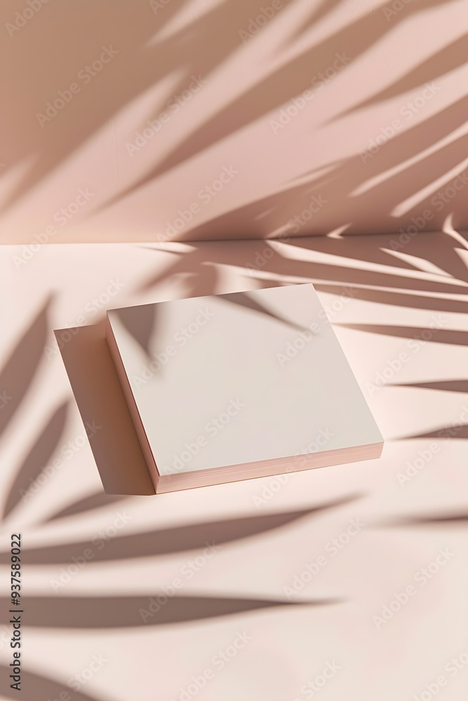 Poster macro image of a pastel-coloured business card in a minimalist setting ai generated illustration