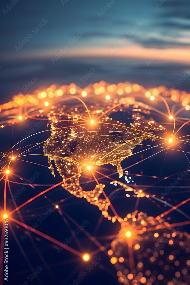 Poster macro shot of connecting global networks on a digital device ai generated illustration