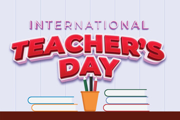 International teacher's day design with editable text effect template