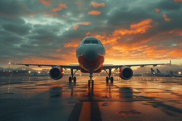 Airplane parked at the airport - AI Generated