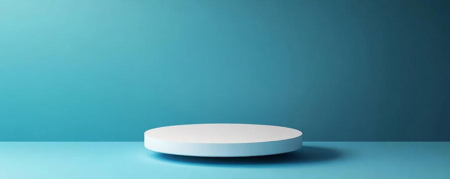 Floating 3D stage with a minimalist podium and gentle shadows, clean platform, elegant simplicity