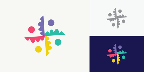 Obraz premium Modern people and community human logo vector design template. People creative logo design concept.