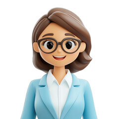 Business woman in a 3d cartoon style. 3d object.