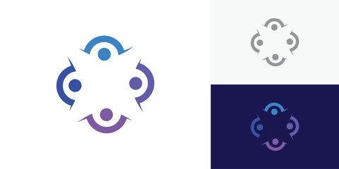 Naklejka premium Modern people and community human logo vector design template. People creative logo design concept.
