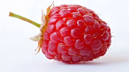 Close up of a fresh and ripe red raspberry with vibrant color and detail