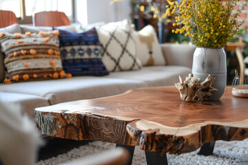 Live Edge Coffee Table in a Modern Home