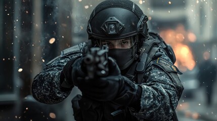 Naklejka premium Russian SWAT policeman 