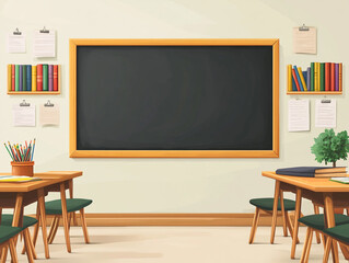 Blank blackboard in flat style.