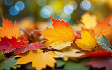 Fototapeta premium autumn background of colorful autumn leaves on a blurred background