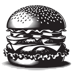 Silhouette Vector Illustration Double cheeseburger drawing