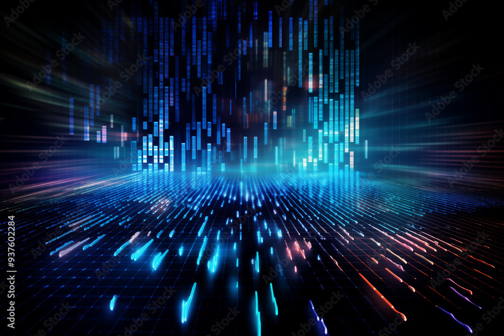 Wall mural abstract technology digital line electronic network data innovation concept background.