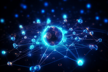 Obraz premium Abstract blue hexagons pattern background for design.Hi-tech science and research concept innovation.