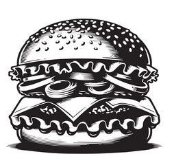 Silhouette Vector Illustration Double cheeseburger drawing