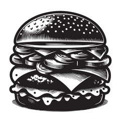 Silhouette Vector Illustration Double cheeseburger drawing