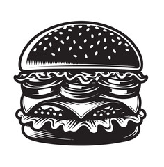 Silhouette Vector Illustration Double cheeseburger drawing
