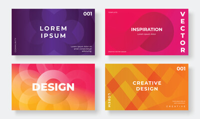 Set of template background design vector. Collection of creative abstract gradient vibrant colorful perspective geometric shape background. Art design for business card, cover, banner, wallpaper.